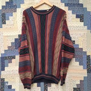Vintage Cotton Traders 3D Sweater Mens Size Large Coogie Style Biggie 90s